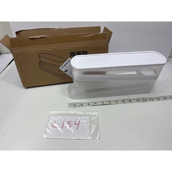 Plastic Egg Holder Storage Container With Lid For Kitchen Organization white - Picture 4 of 4